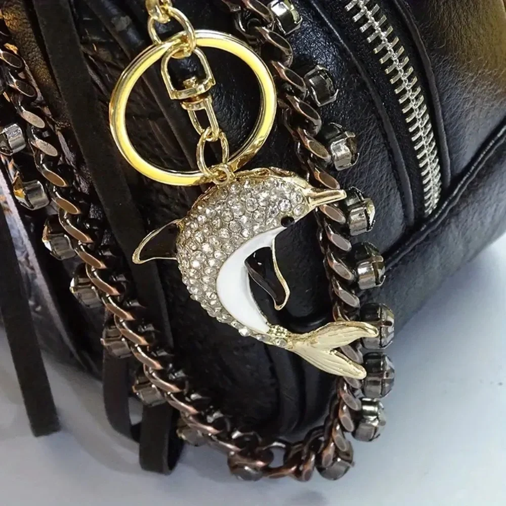 Rhinestone Dolphin Keychain